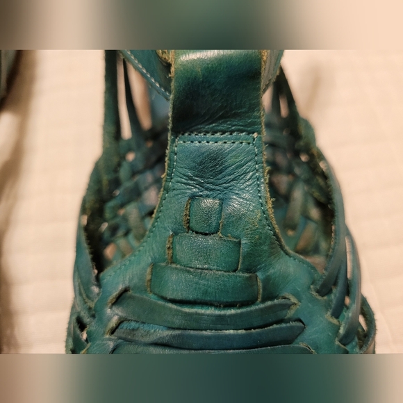 Vintage 70s Devon park mexican teal huaraches | size 9 - Picture 6 of 8